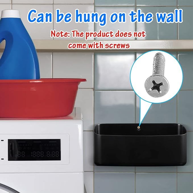 Picowe Magnetic Laundry Storage, Large Lint Holder Bin for Laundry Room, Space-Saving Trash Container Hanging on Dryer, Washer or Wall Mount Trash Bin, M - Black - Image 6