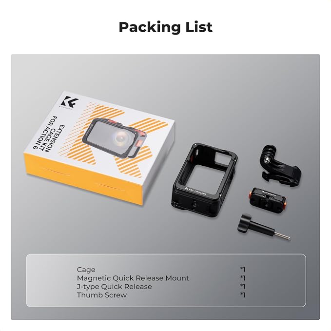 K&F CONCEPT Cage + Foldable Quick Release Mount Kit for DJI Osmo Action 6 | Protective Expansion Frame Case with Cold Shoe Mount | 1/4" Screw Adapter for Tripod, Selfie Stick Action 6 Vlogging, CD07 - Image 8