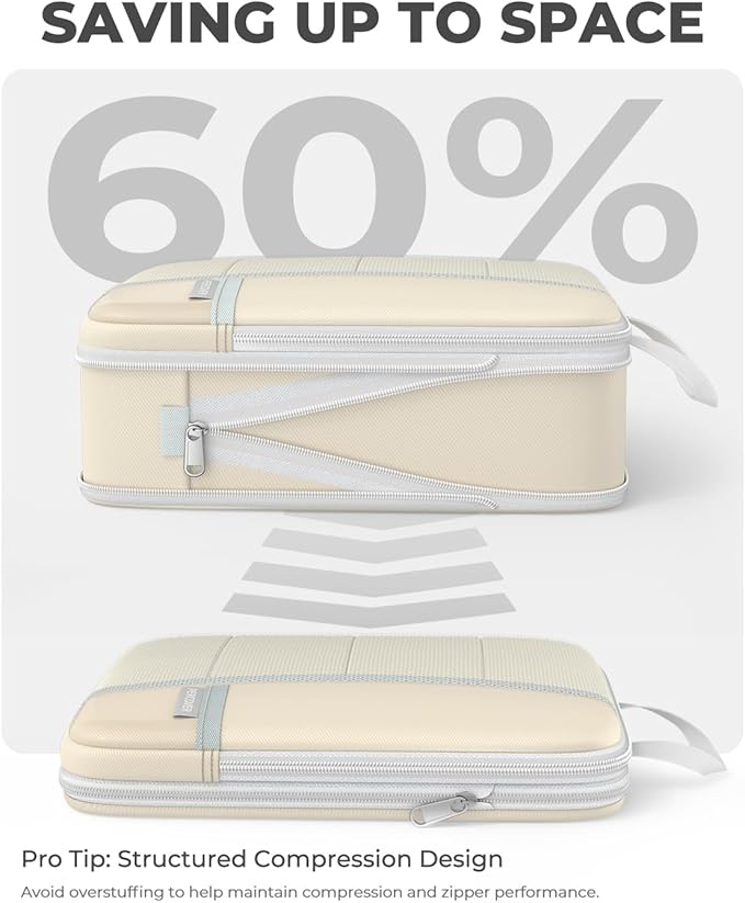 Percover Compression Packing Cubes for Travel, 6-Piece Structured Compression Organizer Set for Organized Packing & Carry-On Luggage, Beige - Image 3