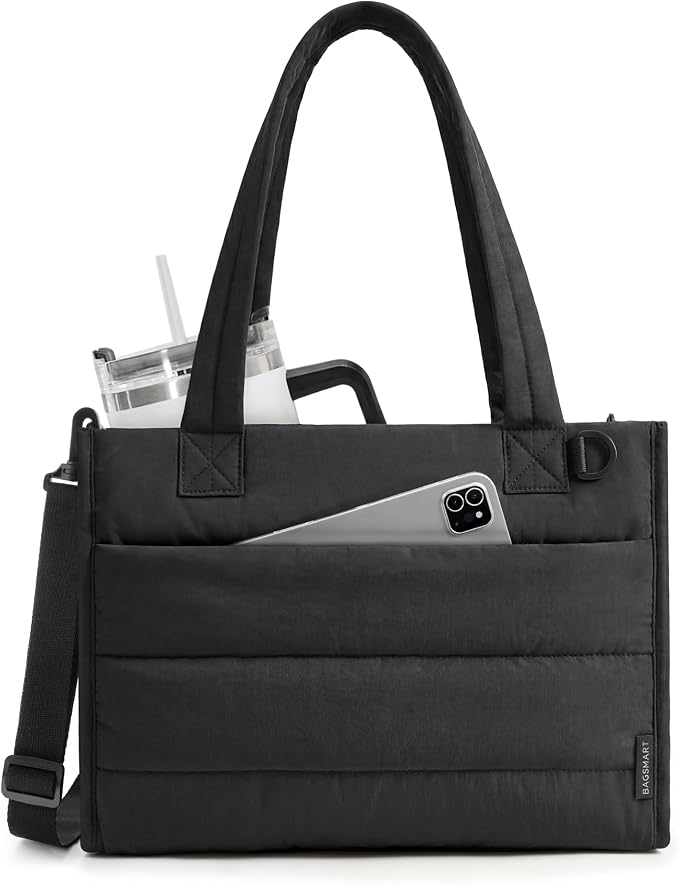 BAGSMART Small Tote Bag for Women, Work Teacher Bag with Zipper Closure by BAGSMART