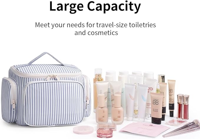 Narwey Hanging Travel Toiletry Bag for Women, Large Makeup Cosmetic Bag | Wide Open, Organized Pocket, Dry Wet Separation, Portable Bathroom Travel Bag for Full Size Toiletries, Vivid Pattern, Gifts - Image 7