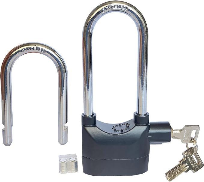 Long Cross-Beam Alarm Lock 110dba Universal Security Alarm Lock System Anti-Theft for Door Motor Bicycle Padlock with 3 Keys (1PCS) by LIANSHI
