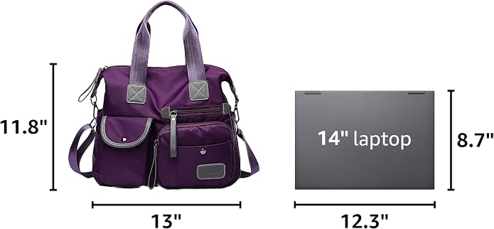 Tote Bag for Women,Multi Pockets Shoulder Handbag,Nurse Bag for Work,Large Cross body Purse,Fashion Nylon Top Handle Satchel - Image 3