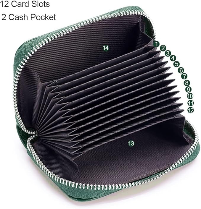 RFID Credit Card Holder Genuine Leather Credit Card Wallet with Zipper | RFID - Image 4