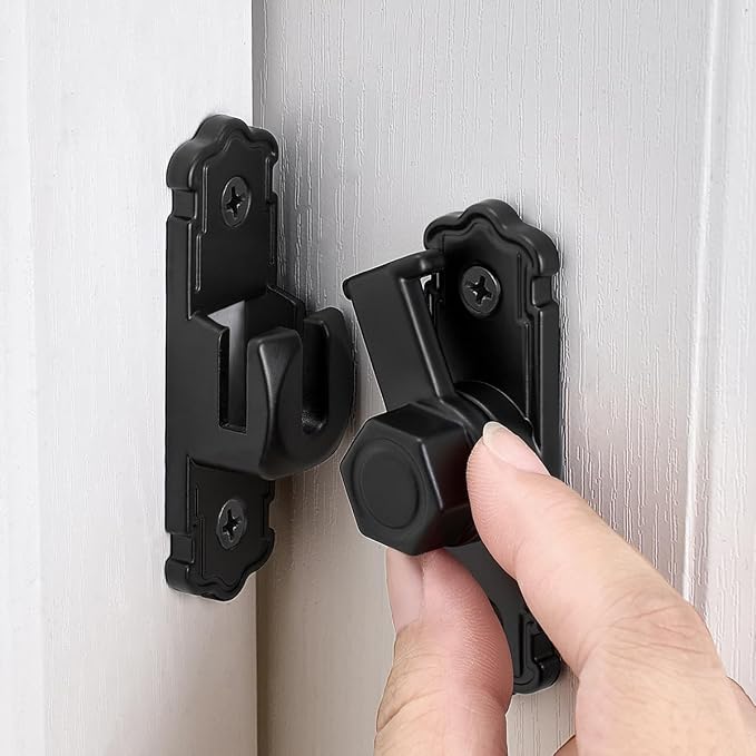 Black Aluminum Alloy 90/180 Degree Gate Lock,Barn Door Latches | Flip Gate Latches,Right Angle Door Lock Latch,Sliding Door Latches,for bedroom,garage,window,pet enclosures,drawer,cabinet - Image 3