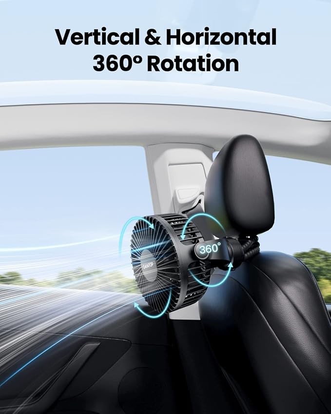 Gaiatop Mini Portable Stroller Fan, Small Clip on Fan 3 Speed Rechargeable | 360° Rotate Flexible Tripod, Battery Operated Detachable, Cooling for Car Seat Crib Treadmill Travel Black - Image 6