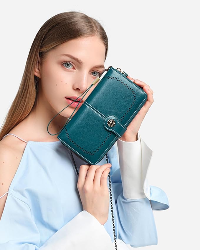 TFKGS Wallet for Women RFID Blocking Leather Large Capacity Card Holder Ladies Phone Clutch Travel Long Purse Wristlet | RFID Blocking - Image 6