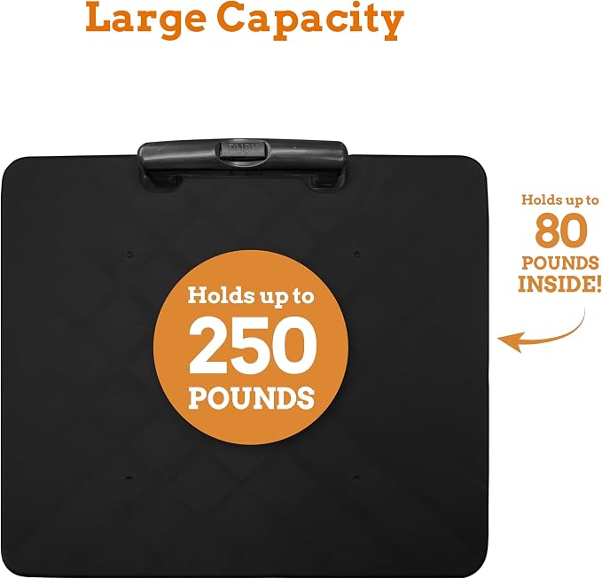 Inspired Living Collapsible Ultra-Slim Pack-N-Roll,2 Wheel Utility Cart w/Lid used as Seat up to 250 Lbs, Telescopic Handle - Super Strong, for Home, Garden, Shopping, Office, School use, Large, Black - Image 3