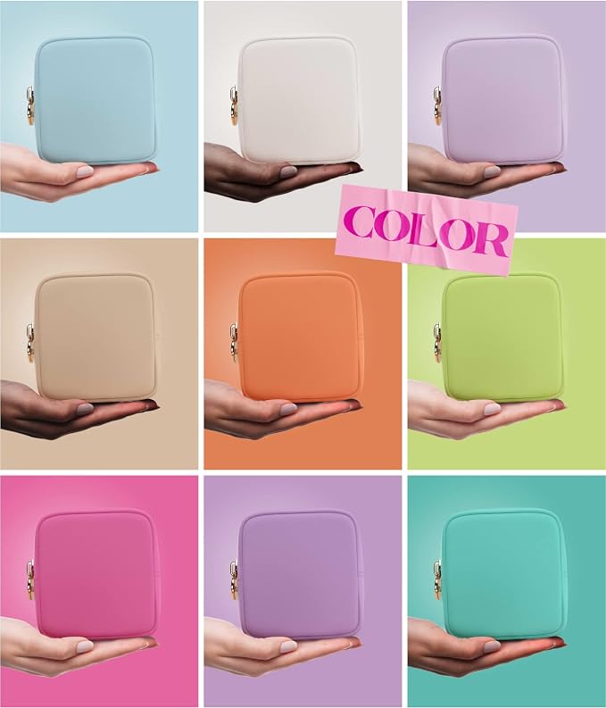 Embla Small Makeup Bag for Purse, Mini Waterproof Nylon Cosmetic Pouch, Durable and Lightweight Travel Toiletry Bag with Smooth Zipper, White - Image 6