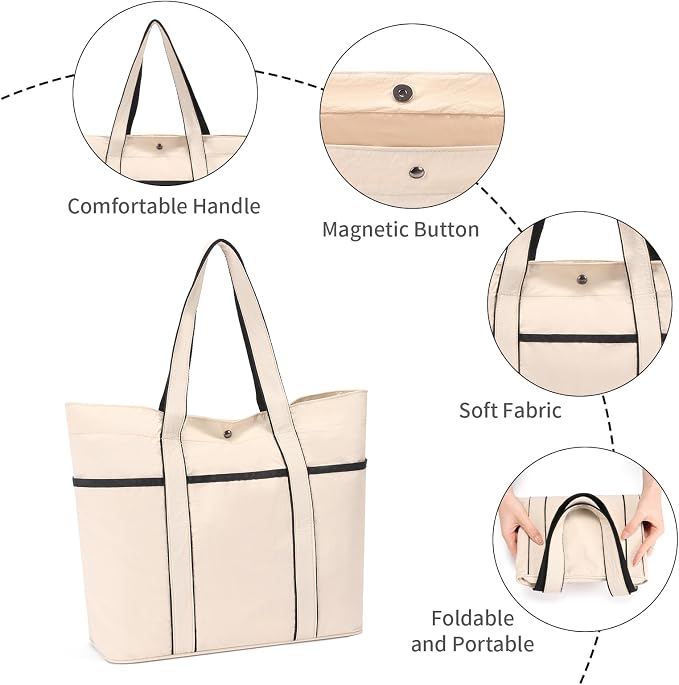 Corduroy Tote Bag for Women Crossbody Bags Lightweight Handbags Shoulder Bag with Zipper Pockets for Work Shopping - Image 7