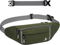 2.5L Fanny Pack for Women Men, RFID Blocking Crossbody Belt Bag, Green | Lightweight Water-Resistant Fabric, Adjustable Belt, Breathable Back Padding, Waist Bag for Running Hiking Dog Walking by AiryLeben