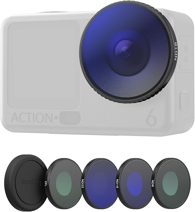 SmallRig Threaded Filter Kit for DJI Osmo Action 6, 4 Pack CPL ND8 ND16 ND32 Action 6 Threaded Filters, Accurate Color Reproduction with HD Optical Glass & Lens Silicone Cover - 6036 by SmallRig