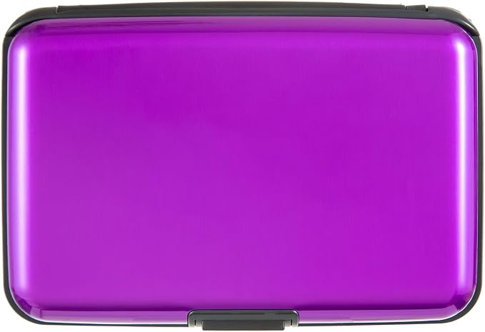 Credit Card Holder, RFID Blocking Metal Card Wallet for Women Men Slim ID Card Holders Protector Aluminum Business Hard Case (Purple) - Image 2