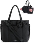 BAGSMART Crush Bow Tote Bag for Women, Puffer Travel Work Yoga Laptop Bag | Large Bow Tote Fits 40oz Tumbler, 15.6" Laptop, Yoga Mat Sleeve, Waterproof Pocket, Travel Work Swim Gym Mom Shoulder Handbag by BAGSMART