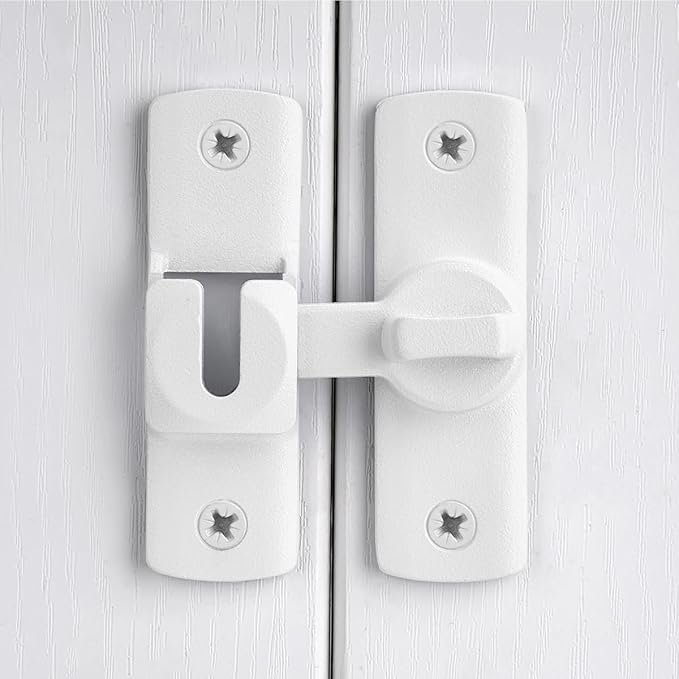 Matte White 90/180 Degree Flip Lock,Aluminum Alloy Barn Door Latch | Right Angle Door Lock Latch,Sliding Door Latches,Flip Gate Latches,for bedroom,garage,drawer,cabinet,window,pet enclosures - Image 4