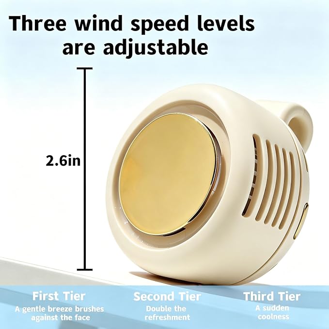 2026 New Portable silent mini bladeless fan 3-speed clip-on fan 360° rotatable suitable for outdoor, travel and office use, travel accessory (white) - Image 9