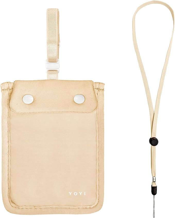 YOYI YOYI RFID Blocking Bra Wallet Neck Strap Secret Stash Pocket Cash Card | Skin-friendly fabric so thin it disappears inside your bra, RFID blocking keeps cards and cash secure from theft on the go by YOYIYOYI