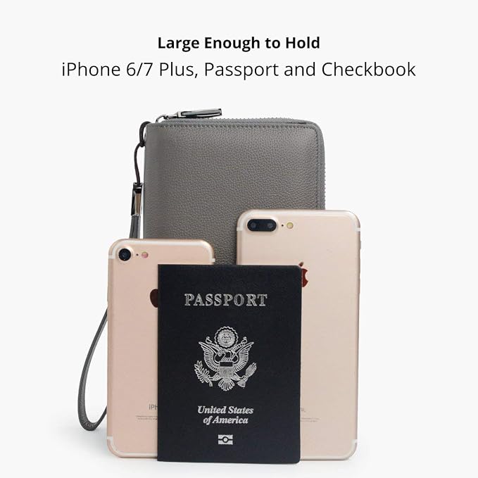 Bveyzi Women RFID Blocking Wallet Leather Zip Around Phone Clutch Large Capacity Ladies Travel Purse Wristlet - Image 5