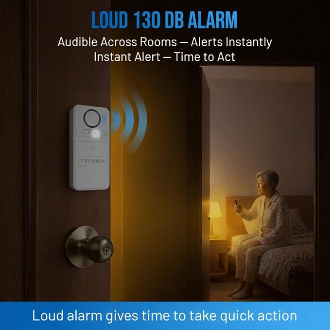 Door Alarms When Opened for Kids & Elderly– 130 dB Loud Door & Window Alarm, 1.2” Wide Gap Sensor, Instant & Delay Alerts, 3 Volume Levels, AAA Batteries Included, Low Battery Alert, 1 Pack - Image 3