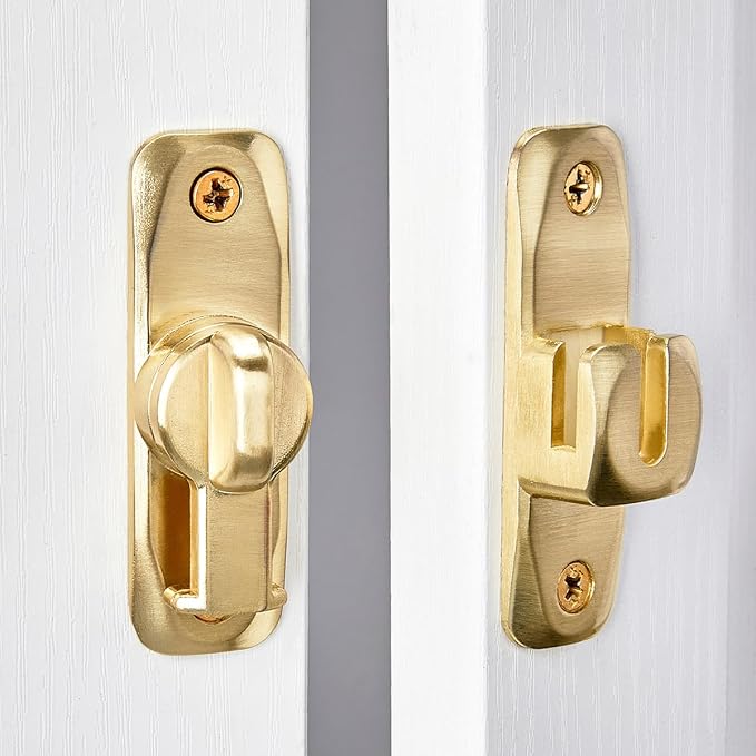 2 Packs Gold Barn Door Latches,90/180 Degree Gate Lock_B | Zinc Alloy Right Angle Door Lock Latch,Flip Gate Latches,Sliding Door Latch Lock,for Cabinets,Fence Gates,Pet Cage - Image 6