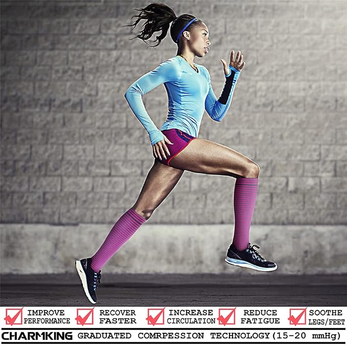 CHARMKING 6 Pairs-Compression Socks for Women & Men Circulation Best Support for Nurses, Running, Athletic,Flight Travel - Image 2
