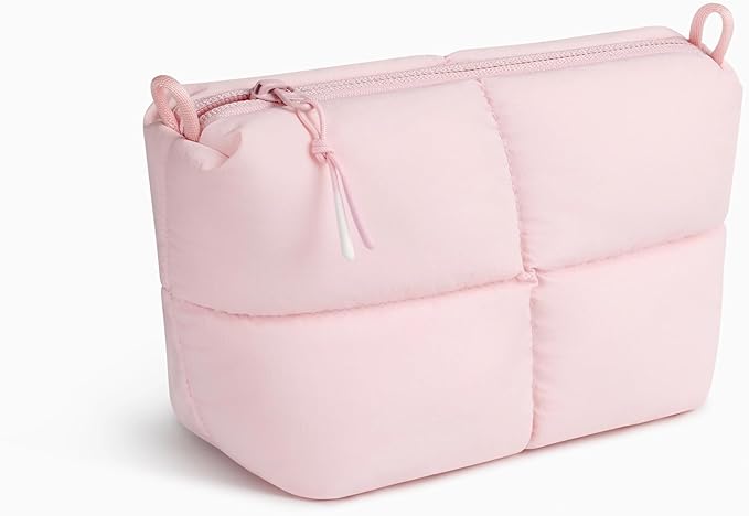 Comfyable Puffy Electronics Organizer Travel Case, Cute Tech Pouch for Women Men, Cable Storage Bag for Charger, Phone, Power Bank, Cord, Compact Tech Accessories Pouch, Light Pink - Image 3