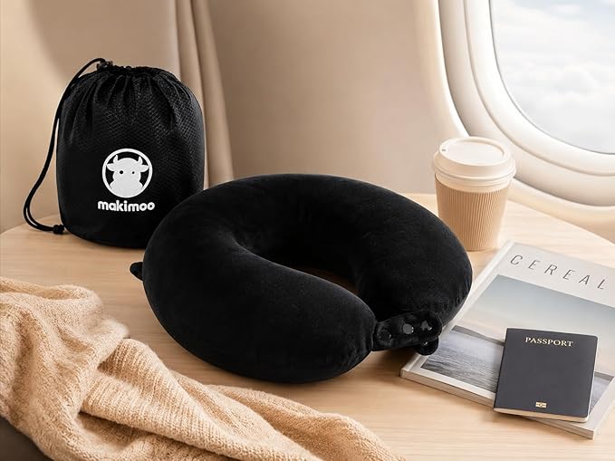 Travel Neck Pillow, Top Memory Foam Pillow for Head Support, Ideal for Airplanes, Cars, and Home Recliners, Adjustable and Soft (Black) - Image 7