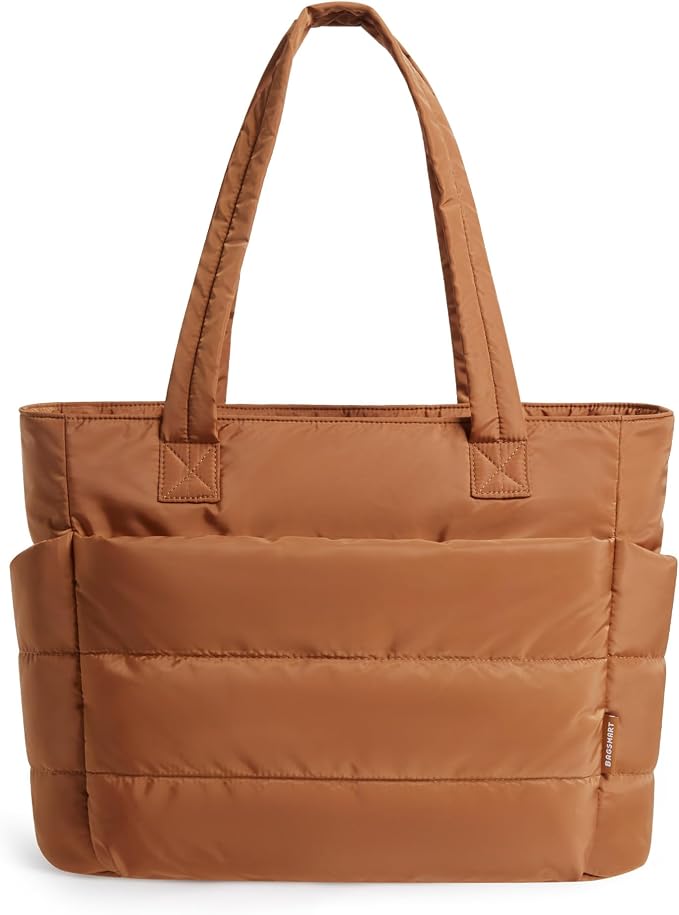 BAGSMART Tote Bag for Women, Lightweight Puffy Tote Bag with Compartments Shoulder Bag Handbag for Travel, Work, Gym | Lightweight by BAGSMART