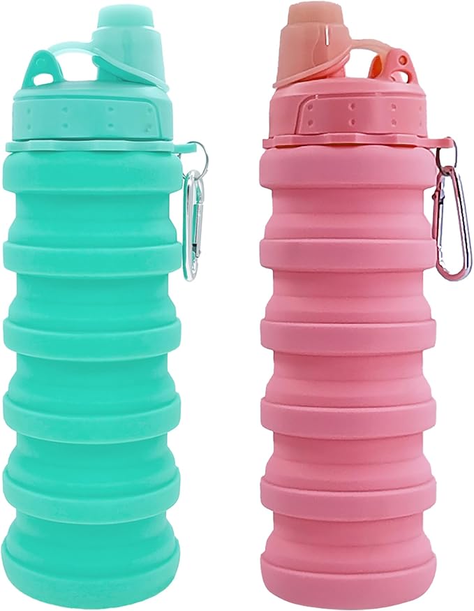 Collapsible Water Bottles Travel water bottle Sports Portable Sport Water Bottle Reusable Water Bottles comes with mountaineering Buckle 500ml silicone Water-proof camping water bottle by YCTMALL
