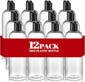 12Pcs 16oz Clear Plastic Refillable Travel Bottles with Black Disc Top Caps | Squeeze Empty Shampoo Bottles, For Shampoo and Conditioner, For Lotions, Body Soap Cream, Cosmetic Containers by DPLASKA