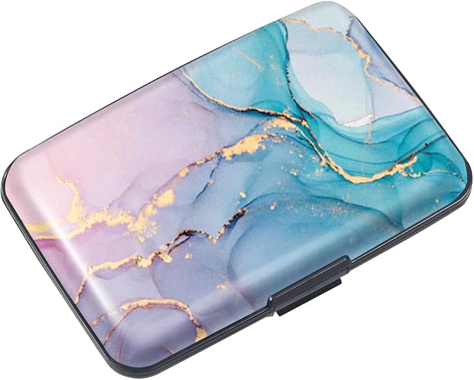 Coco Rossi Credit Card Holder RFID Aluminum Small Mini Wallet Women | Metal Wallet, Business Cards Holder, ID Case, Slim Sleeves, Womens Girls Gift, Carry Wallets for Travel, Gradient Marble by Coco+Rossi