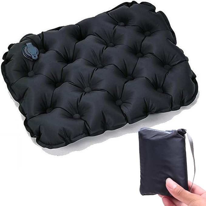 Inflatable Seat Cushion No Pump Needed for Stadium Seats Bleachers | Portable Lightweight Waterproof Pressure Relief Pad for Travel Camping Office Chair, Outdoor Sports Essential Support Cushion by Unknown