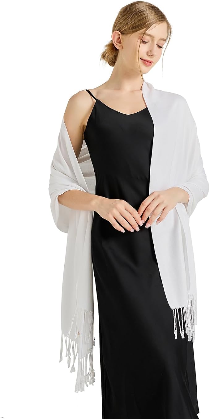 Soft Silky Pashmina Shawl Wraps Solid Colors Scarf for Wedding Evening Dresses - Image 7
