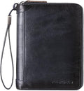 Card Bag Cowhide Wallet Men Coin Purse RFID Blocking Card Case Portable Card Holder Coin Bag Pouch with 12/20/30/45 Card Slots Blue C by PORRASSO