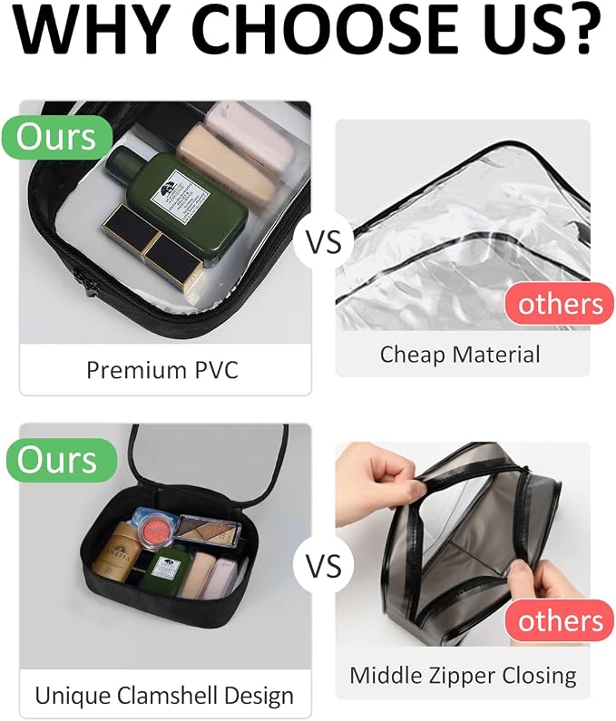 Moyad TSA Approved Toiletry Bag Clear Quart Size Travel Bags Makeup Bag | Large Opening, for Men and Women, Carry on Airline Compliant, Transparent Liquids Pouch, Black - Image 4