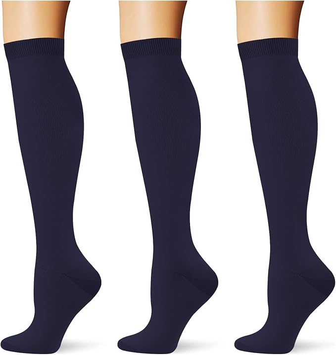 (3 pairs) Compression Socks 20-30 mmHg Long Knee High Socks for Women Men Support Athletic Travel Daily Wear by Saniripple
