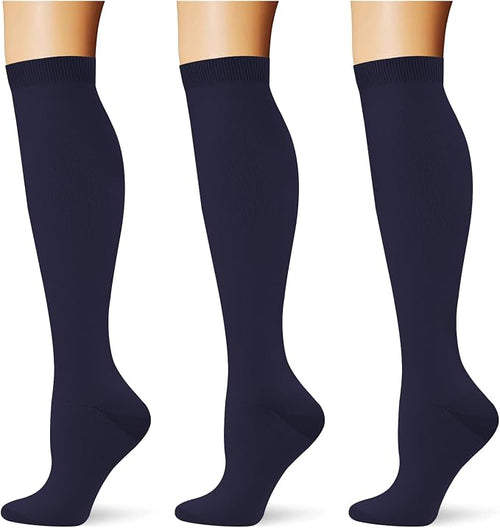 (3 pairs) Compression Socks 20-30 mmHg Long Knee High Socks for Women Men Support Athletic Travel Daily Wear by Saniripple