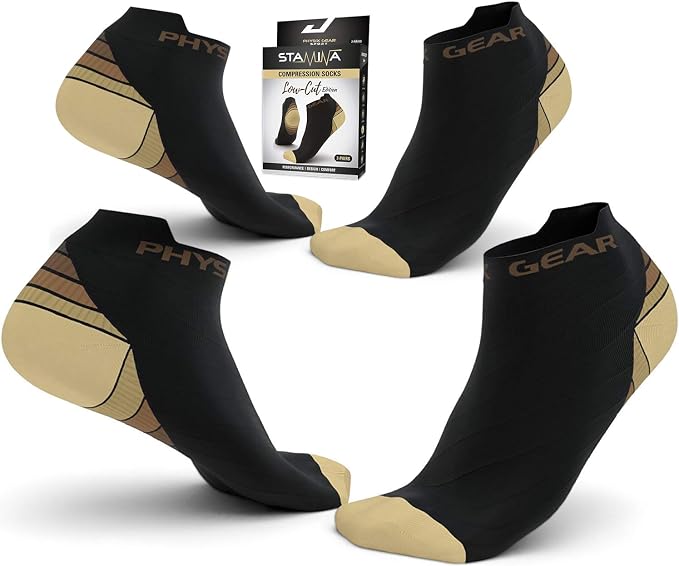 Physix Gear Short Compression Socks for Men & Women - Best Low Compression Socks Women & Men Ankle Socks with Arch Support - Image 2
