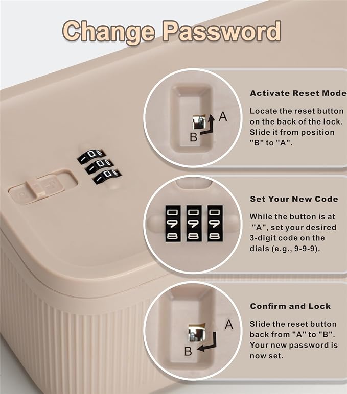 Small locked box for Med, Small medicine lockbox with code, Lockable Storage Box with Combination for for Pills, Locked Container for Home/Fridge/Office/School/Travel/Gifts - Image 5