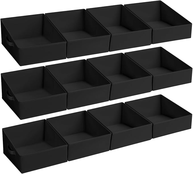 DIMJ Closet Storage Bins 12 Pack - Fabric Storage Baskets for Shelves, Collapsible Clothes Organizer with Handles, Trapezoid Shelf Organization Storage Cubes for Purse, Toys, Books, Towel, Clothes by DiMJ