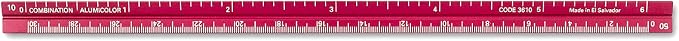 Alumicolor 3610-4 Aluminum Combination Pocket Scale, 6IN, Red - Image 2