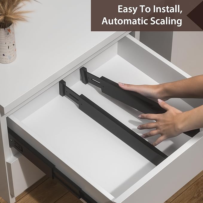 4 PCS Drawer Divider, 17"-22" Adjustable Bamboo Drawer Dividers Organizers, Expandable Separators for Kitchen, Clothes, Dressers, Home, Office, Black - Image 7