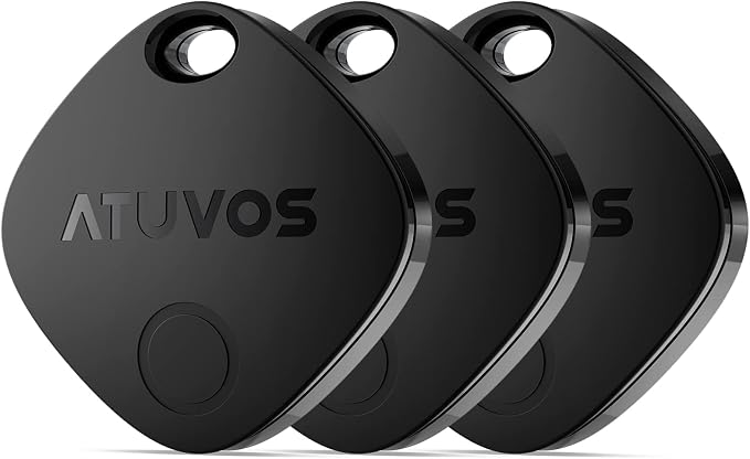 ATUVOS Air Tracker Tags-3 Pack, Bluetooth Luggage Tracker Works with Apple Find My (iOS Only, Not for Android), Keys Finder and Item Locator Track Your Keys, Luggage, Backpack, Suitcase, Bags and More by ATUVOS