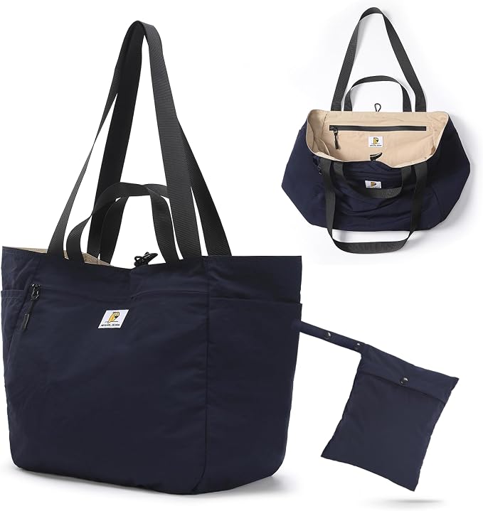 Reversible Travel Tote Bag, Foldable Carry On Shoulder Bag with Large Capacity for Airport, Shopping, Gym & Daily Use by PTRAVEL%C2%B7DESIGN