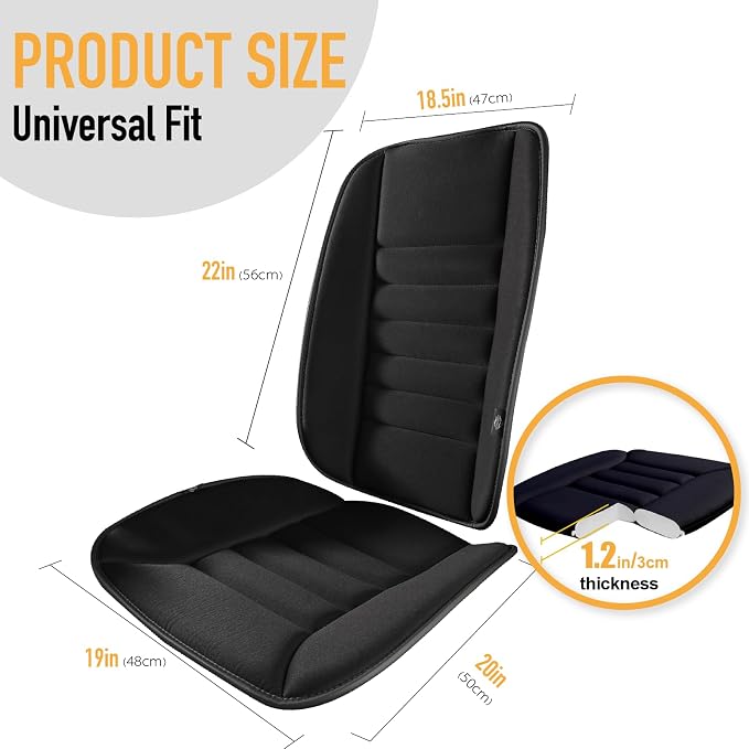 kingphenix Car Seat Cushion with Back Support Pillow, Memory Foam, Black | Memory Foam Car Cushion for Long Driving, Truck, Office Chair, Tailbone and Lower Back Support - Image 7