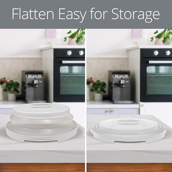 HOVER COVER Magnetic Microwave Splatter Cover - 12-Inch Collapsible - White | High Power, Stronger Magnetic Grip, BPA-Free Lid, Vented Plate Guard with Steam Vents, Dishwasher Safe, Space-Saving Storage - Image 7