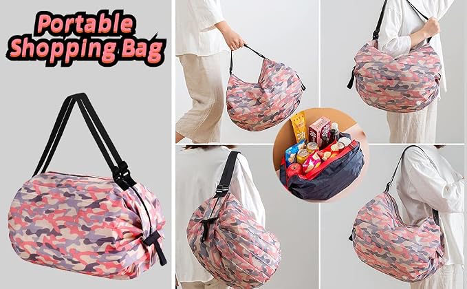 Reusable Shopping Bags, Foldable Grocery Storage Tote, Waterproof Oxford Cloth Bag for Shop, Large Durable Heavy Duty - Image 4