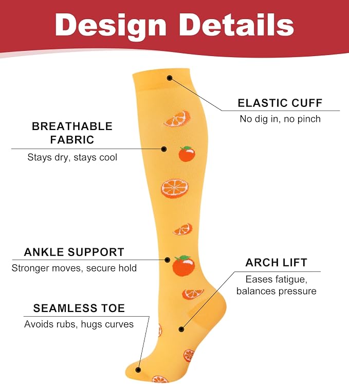 Compression Socks for Women Men 15-20 mmHg Knee High Support for Nurses, Travel, Pregnancy, Athletic - Image 5