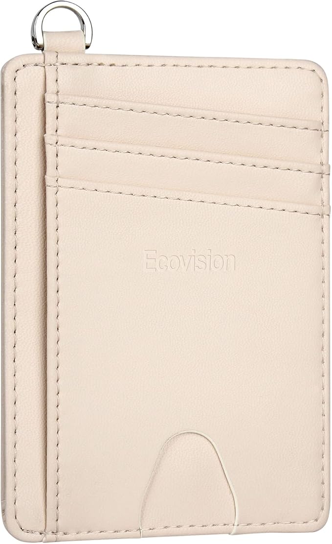 Slim Minimalist Front Pocket Wallet, RFID Blocking Credit Card Holder Wallet with Detachable D-Shackle for Men Women by Ecovision