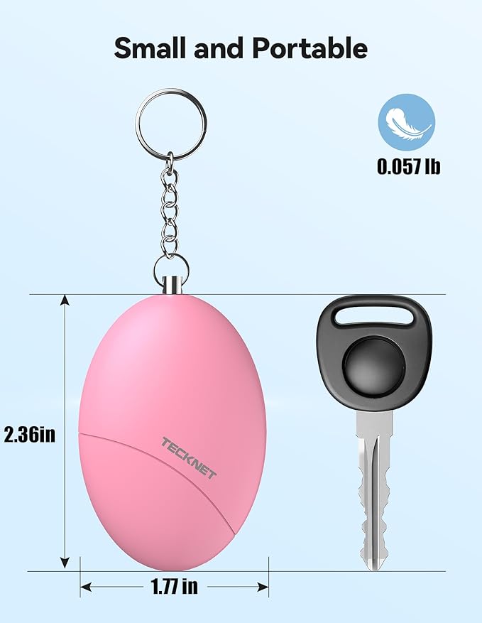 TECKNET Personal Safety Alarm Keychain 140dB Travel Safe Waterproof | IP44 Waterproof, Travel-safe, Personal Alarm Loud Siren Safety Keychain for women, girls, kids & elderly, 2-pack - Image 5